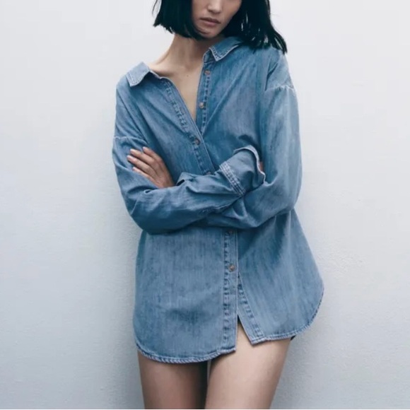 ZARA Oversized denim shirt - Picture 3 of 5